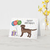 Chocolade Labrador Retriever Dog Happy Birthday Kaart (Gele Bloem)