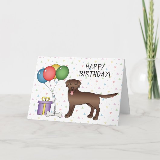 Chocolade Labrador Retriever Dog Happy Birthday Kaart (Voorkant)