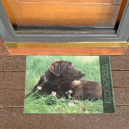 Chocolade Labrador Retriever Dog in grasbloemen Deurmat
