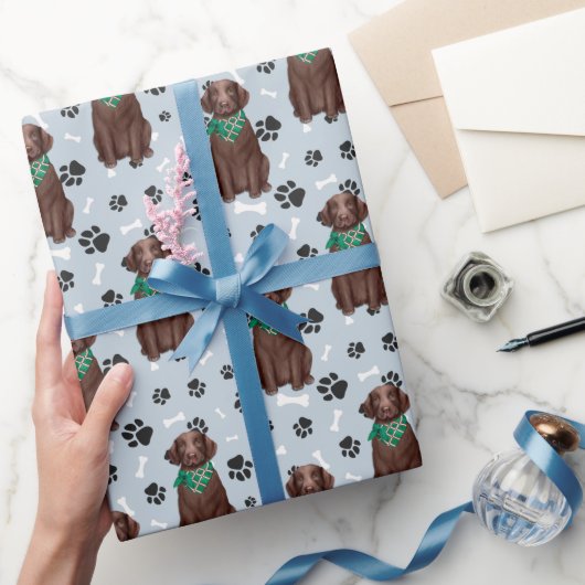 Chocolade Labrador Retriever Dog Paw Print Cadeaupapier (Geschenken)