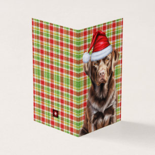 Chocolade Labrador Retriever Dog Plaid Vakantie Kaart
