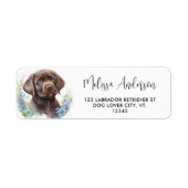 Chocolade Labrador Retriever Dog Return Address Etiket (Voorkant)