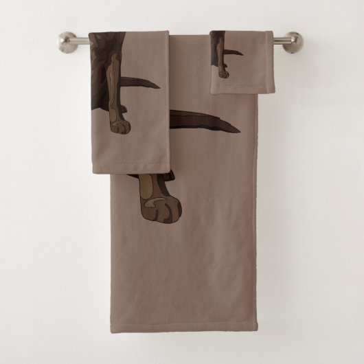 Chocolade Labrador Retriever Dog Sitting Bad Handdoek (Insitu)