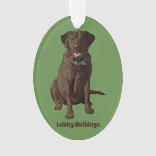 Chocolade Labrador Retriever Dog Sitting Ornament (voorkant)
