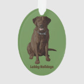 Chocolade Labrador Retriever Dog Sitting Ornament (achterkant)