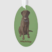 Chocolade Labrador Retriever Dog Sitting Ornament (voorkant)