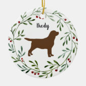 Chocolade Labrador Retriever- Eend Hond - Bruine L Keramisch Ornament (Voorkant)