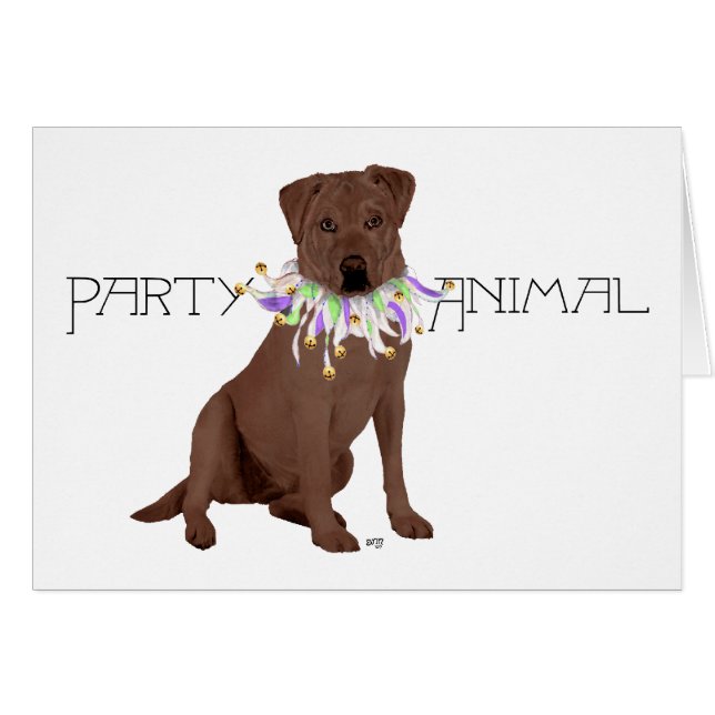Chocolade Labrador Retriever Feestje (Voorkant Horizontaal)