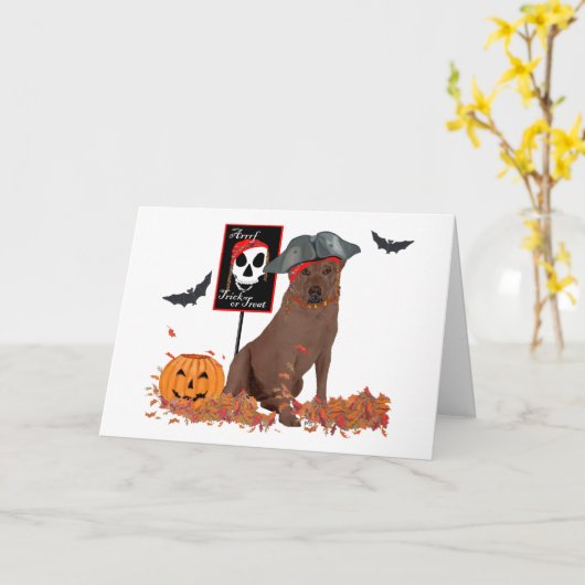 Chocolade Labrador Retriever Halloween Kaart (Gele Bloem)
