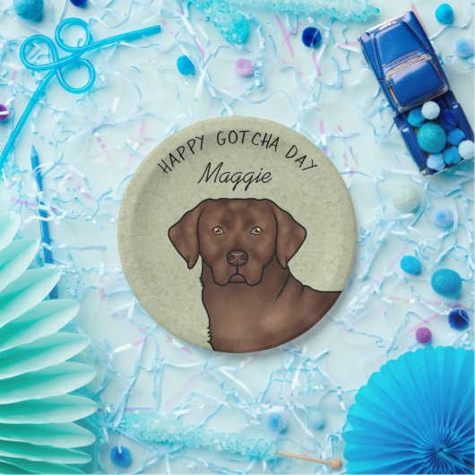 Chocolade Labrador Retriever Happy Gotcha Day Papieren Bordje (Feest)