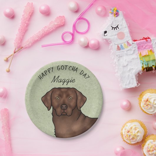 Chocolade Labrador Retriever Happy Gotcha Day Papieren Bordje (Feest)