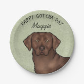 Chocolade Labrador Retriever Happy Gotcha Day Papieren Bordje (Voorkant)
