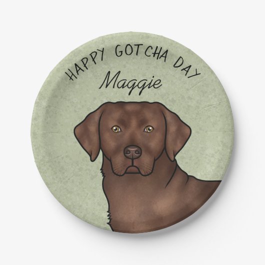 Chocolade Labrador Retriever Happy Gotcha Day Papieren Bordje (Voorkant)