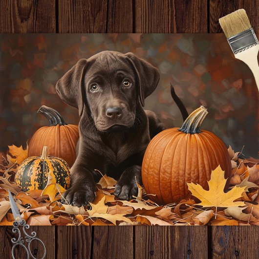 Chocolade Labrador Retriever Herfst Decoupage Tissuepapier