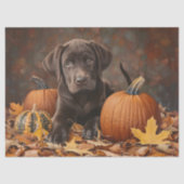 Chocolade Labrador Retriever Herfst Decoupage Tissuepapier (Voorkant)