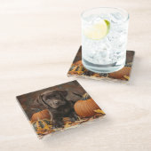 Chocolade Labrador Retriever Herfst Glazen Onderzetter (Schuin)
