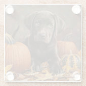 Chocolade Labrador Retriever Herfst Glazen Onderzetter (Achterkant)