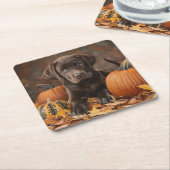Chocolade Labrador Retriever Herfst Kartonnen Onderzetters (Schuin)