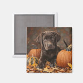 Chocolade Labrador Retriever Herfst Magneet (Voorkant / Achterkant)