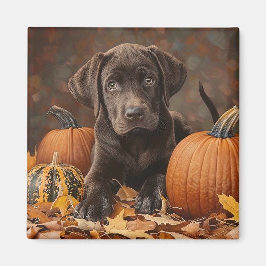 Chocolade Labrador Retriever Herfst Magneet (Voorkant)