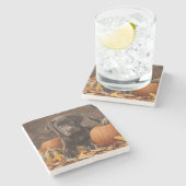 Chocolade Labrador Retriever Herfst Stenen Onderzetter (Zijkant)