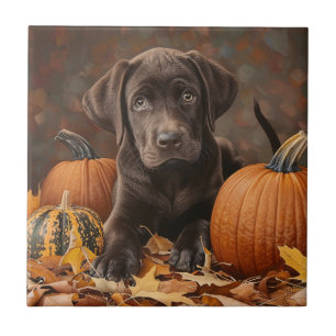 Chocolade Labrador Retriever Herfst Tegeltje