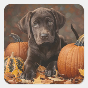 Chocolade Labrador Retriever Herfst Vierkante Sticker