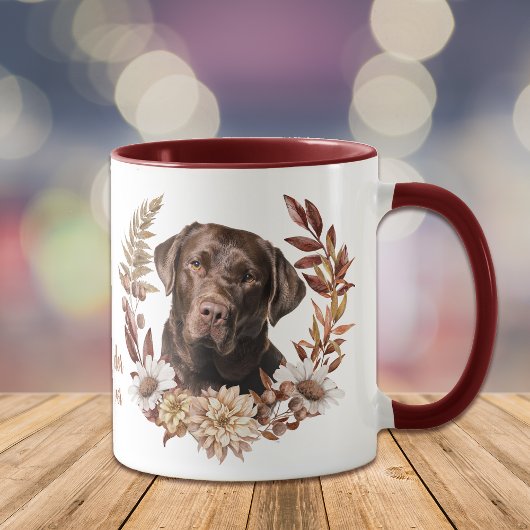 Chocolade Labrador Retriever Herfstkrans Mok