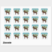 Chocolade Labrador Retriever Hond Blauwe Kerst Vierkante Sticker (Vel)