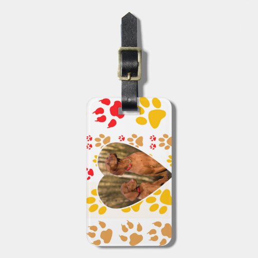 Chocolade Labrador Retriever Hond Hart Poot Print Bagagelabel (Voorkant verticaal)