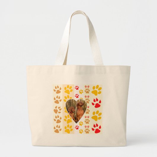 Chocolade Labrador Retriever Hond Hart Poot Print Grote Tote Bag (Voorkant)