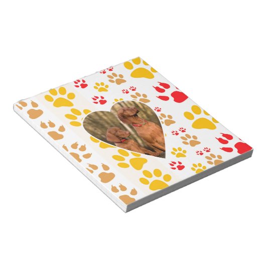 Chocolade Labrador Retriever Hond Hart Poot Print Notitieblok (Schuin)