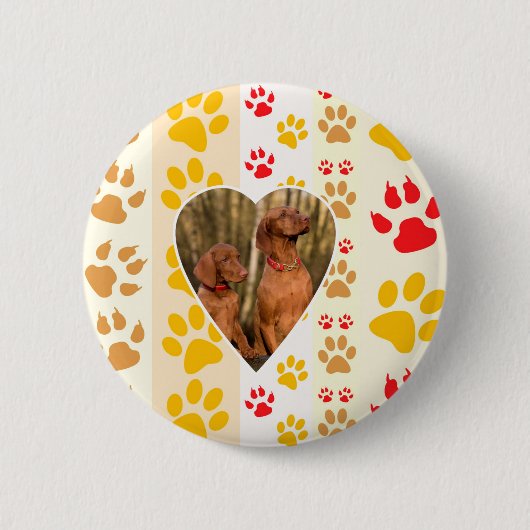 Chocolade Labrador Retriever Hond Hart Poot Print Ronde Button 5,7 Cm (Voorkant)
