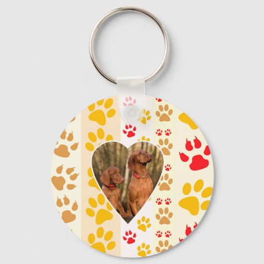 Chocolade Labrador Retriever Hond Hart Poot Print Sleutelhanger (Voorkant)