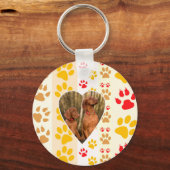 Chocolade Labrador Retriever Hond Hart Poot Print Sleutelhanger (Voorkant)