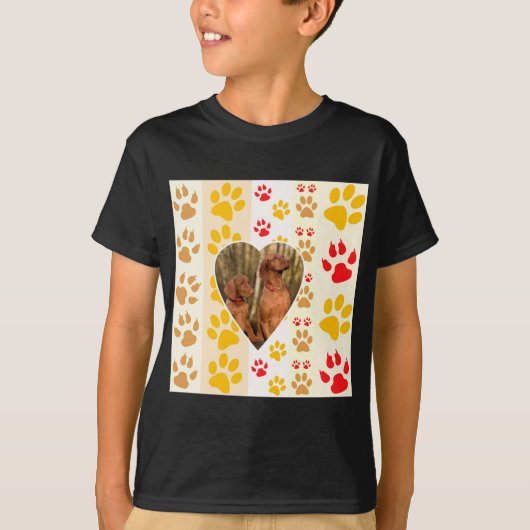 Chocolade Labrador Retriever Hond Hart Poot Print T-shirt (Voorkant)