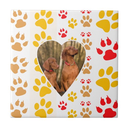 Chocolade Labrador Retriever Hond Hart Poot Print Tegeltje (Voorkant)