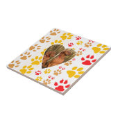 Chocolade Labrador Retriever Hond Hart Poot Print Tegeltje (Zijkant)