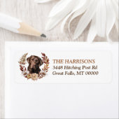 Chocolade Labrador Retriever Hond Herfst krans Etiket (Insitu)