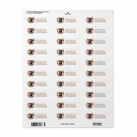 Chocolade Labrador Retriever Hond Herfst krans Etiket (Full Sheet)
