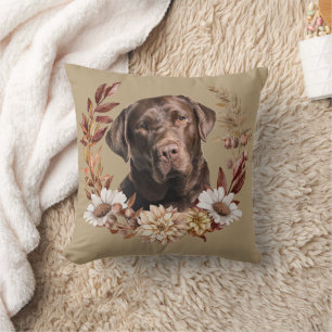 Chocolade Labrador Retriever Hond Herfst krans Kussen