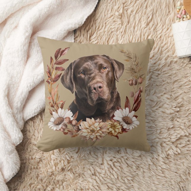 Chocolade Labrador Retriever Hond Herfst krans Kussen (Deken)