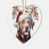 Chocolade Labrador Retriever Hond Holly krans Keramisch Ornament (Links)