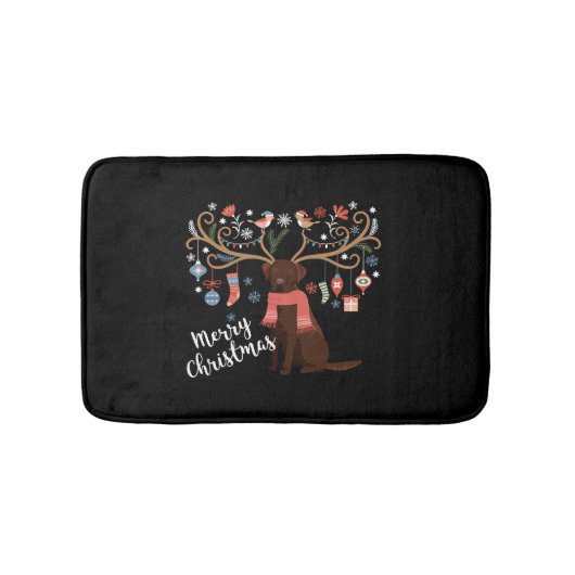 Chocolade Labrador Retriever Hond Kerstmis Badmat (Voorkant)