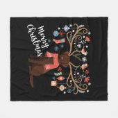 Chocolade Labrador Retriever Hond Kerstmis Fleece Deken (Voorkant (Horizontaal))