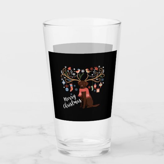 Chocolade Labrador Retriever Hond Kerstmis Glas (Voorkant)