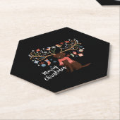 Chocolade Labrador Retriever Hond Kerstmis Kartonnen Onderzetters (Schuin)