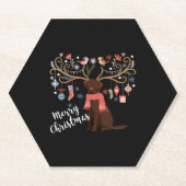 Chocolade Labrador Retriever Hond Kerstmis Kartonnen Onderzetters (Voorkant)
