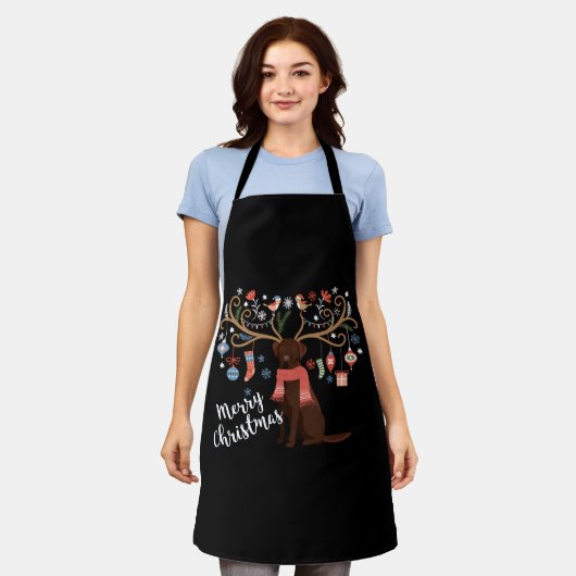 Chocolade Labrador Retriever Hond Kerstmis Schort (Gedragen)