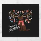 Chocolade Labrador Retriever Hond Kerstmis Sparkling Wijnetiket (Enkel label)